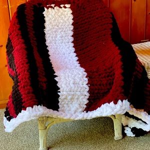 Beautiful maroon black and white new handmade blanket